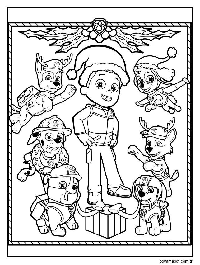Paw Patrol'u ücretsiz çiz Boyama Sayfası