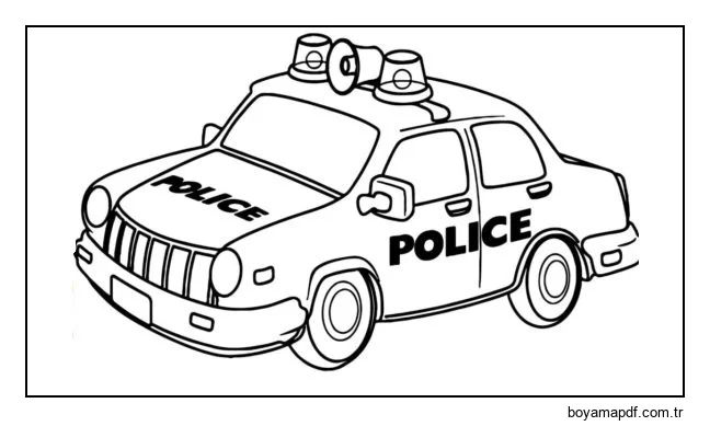 Polis arabası boyama kitabı Boyama Sayfası