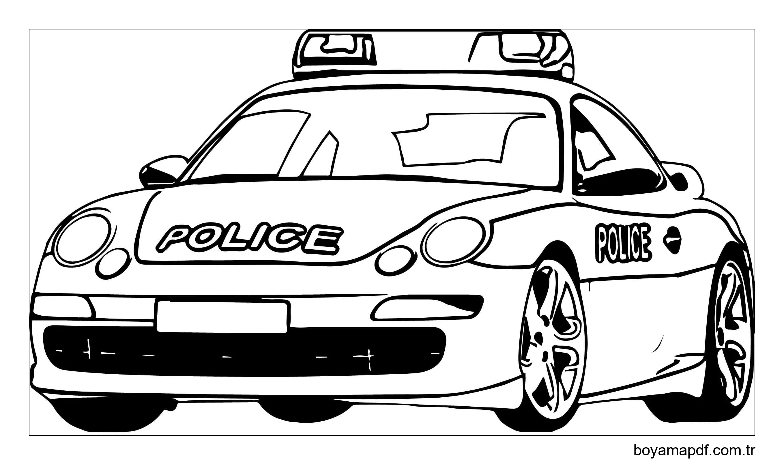 Polis arabası. Boyama Sayfası