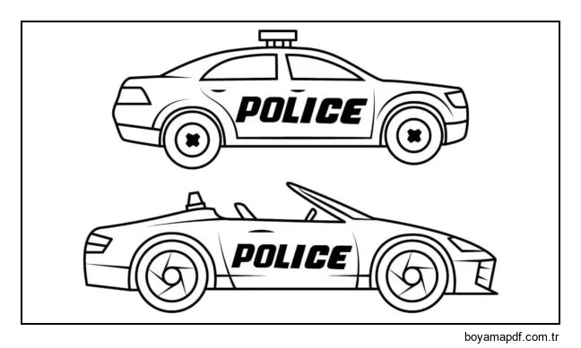 Polis arabası türleri Boyama Sayfası