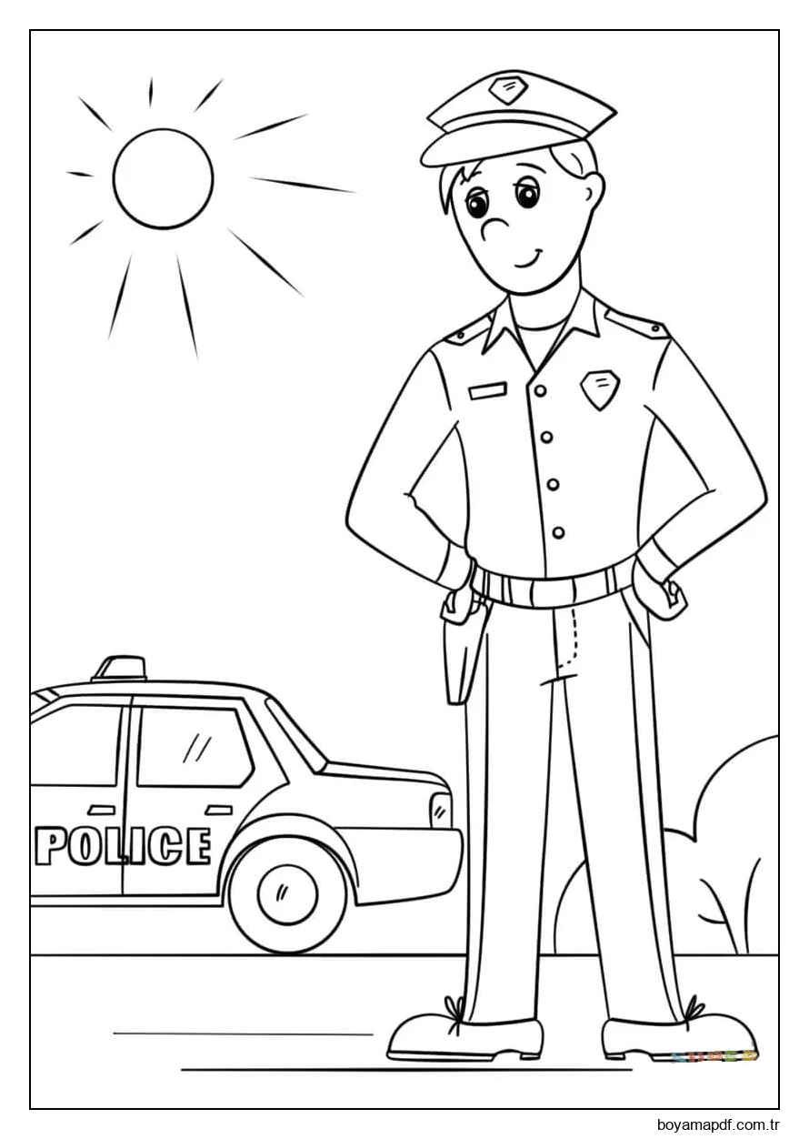 Polis Güleryüzlü Boyama Sayfası