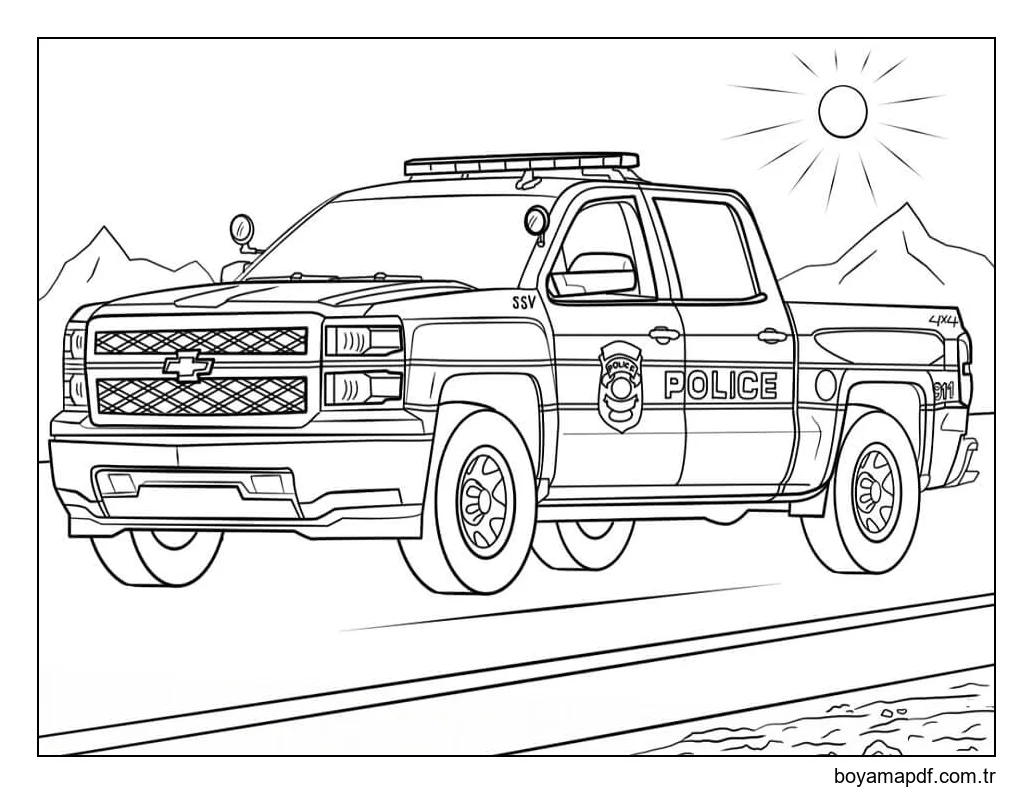Polis Kamyonu Boyama Sayfası