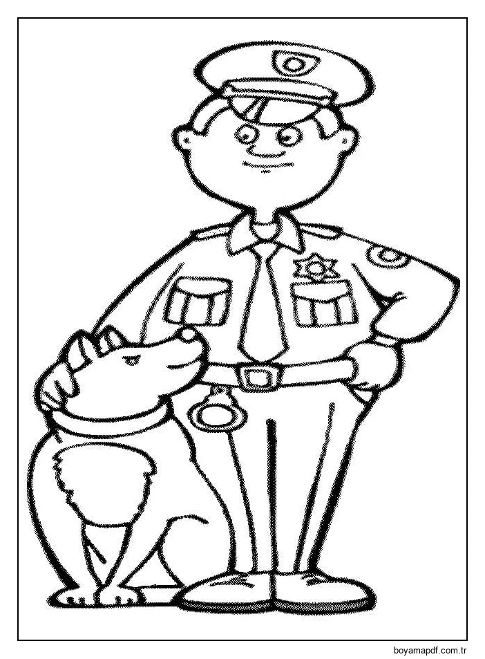 Polis ve Köpek Boyama Sayfası