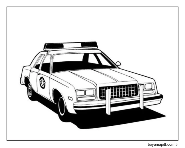 Retro polis arabası. Boyama Sayfası