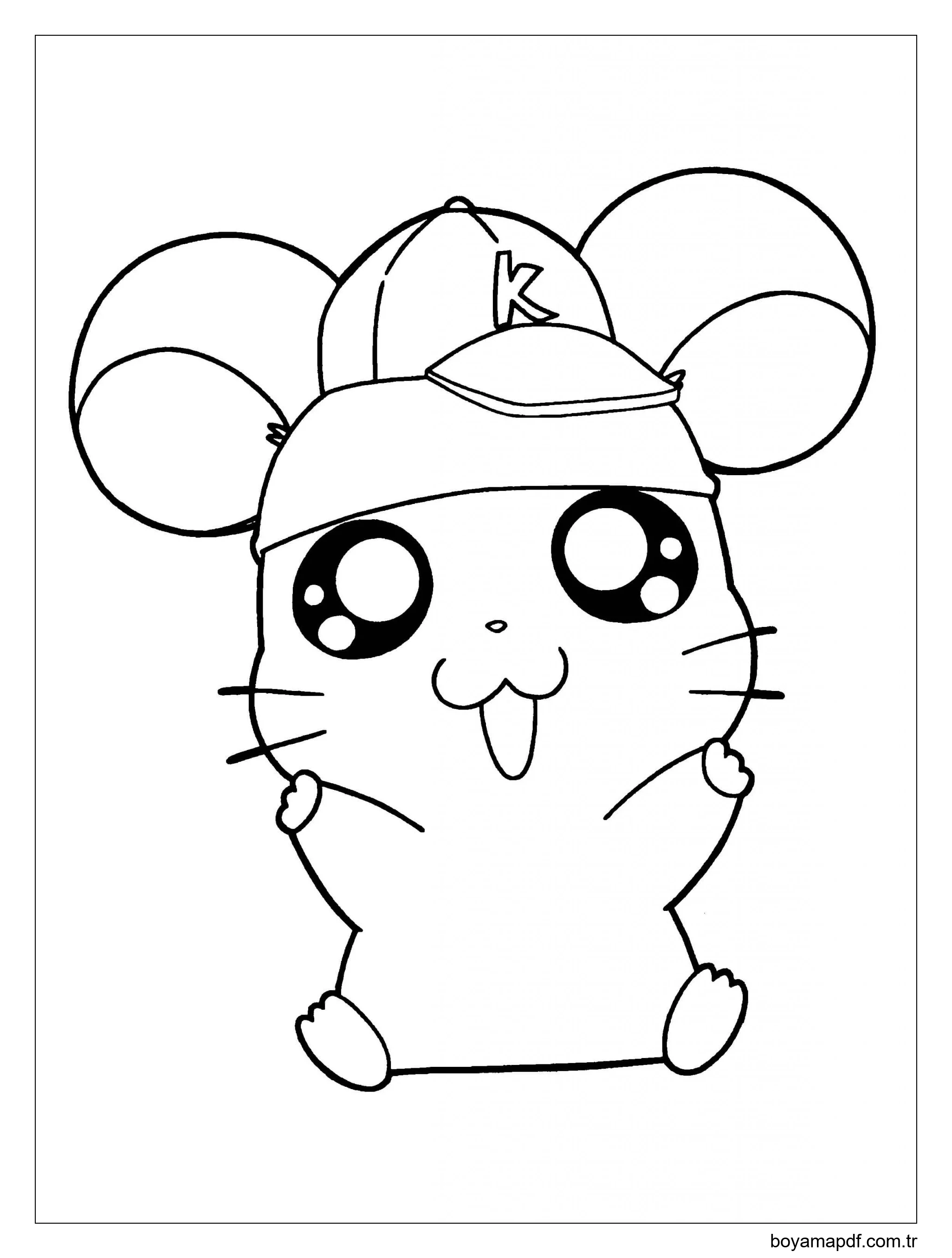şapkalı Hamster karakter çizimi