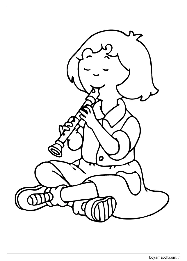 Sarah Flüt Çalıyor Boyama Sayfası