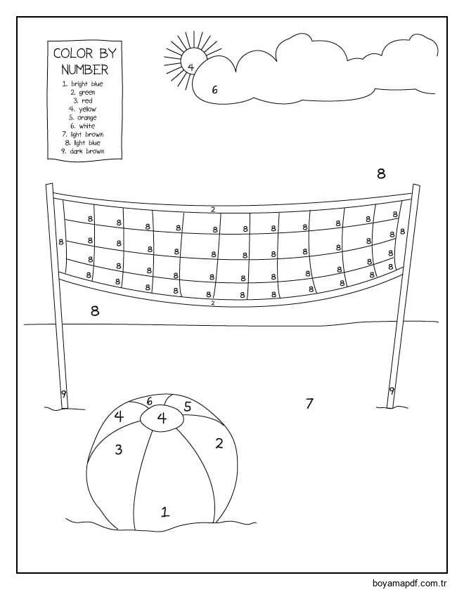 Sayıya Göre Voleybol Rengi Boyama Sayfası