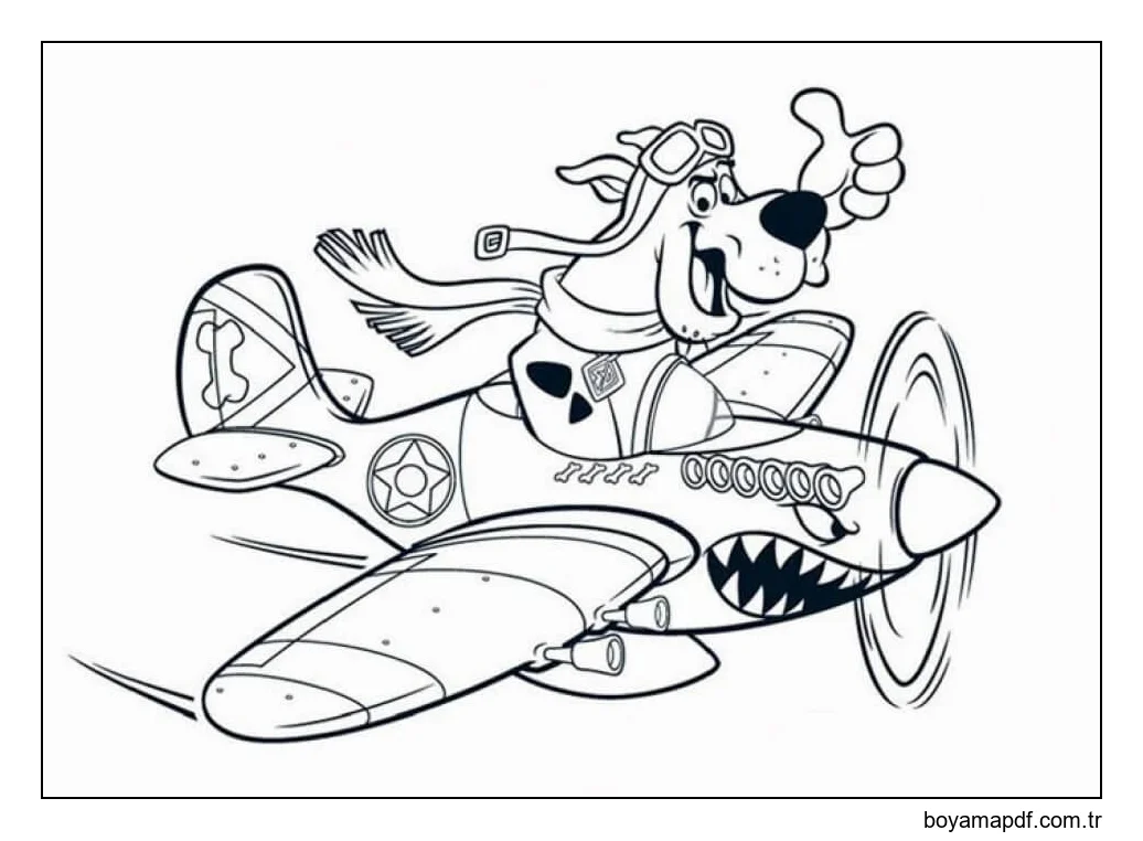 Scooby Doo Jet Uçağı Kullanıyor karakter çizimi