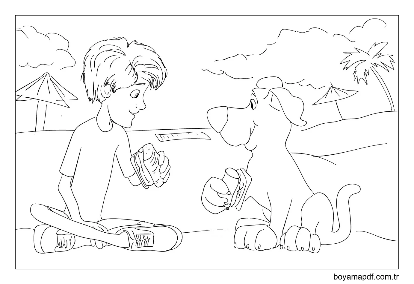 Scooby ve Shaggy Sandviç Yiyor karakter çizimi