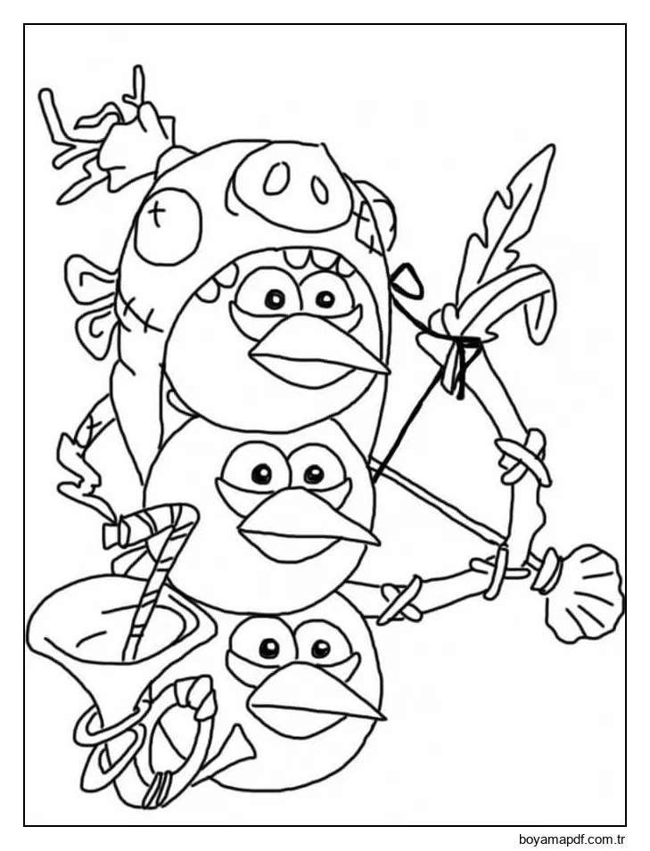 Sevimli Angry Birds Boyama Sayfası