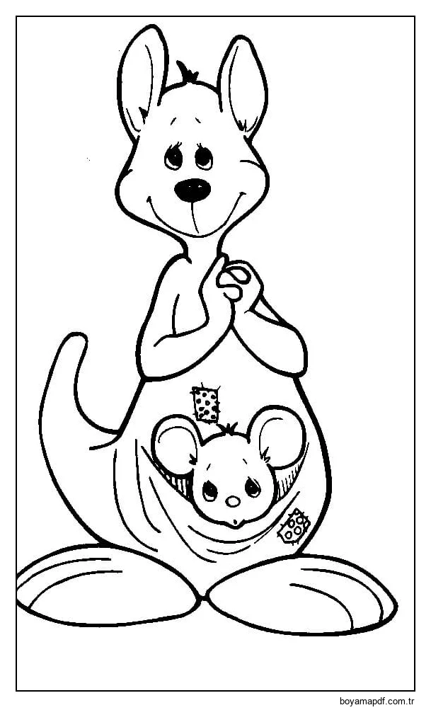 Sevimli çizgi Kanguru karakter çizimi