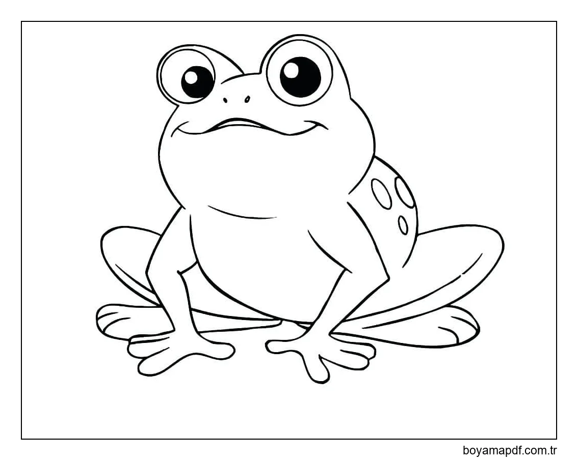 Sevimli çizgi Kurbağa Boyama Sayfası