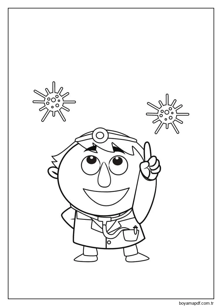 Sevimli Doktor Boyama Sayfası