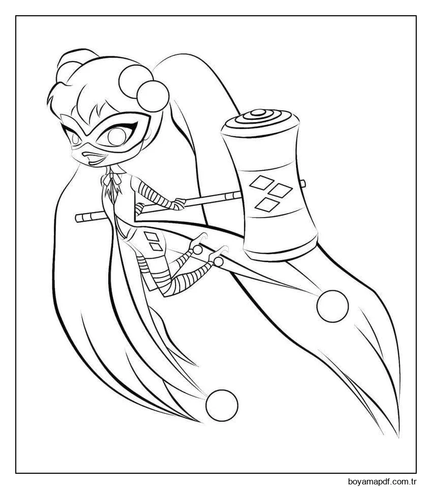 Sevimli Harley Quinn karakter çizimi