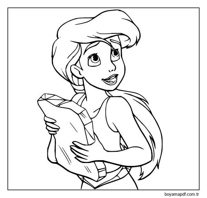 Sevimli Küçük Ariel Boyama Sayfası