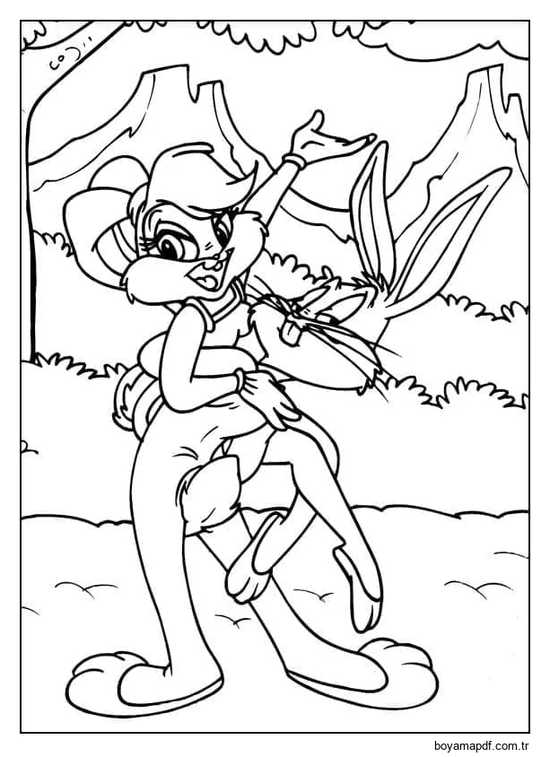 Sevimli Lola ve Bugs Bunny karakter çizimi