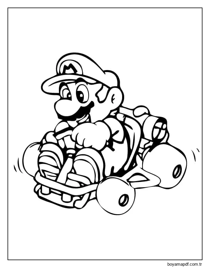 Sevimli Mario Kart Yazdırılabilir Boyama Sayfası