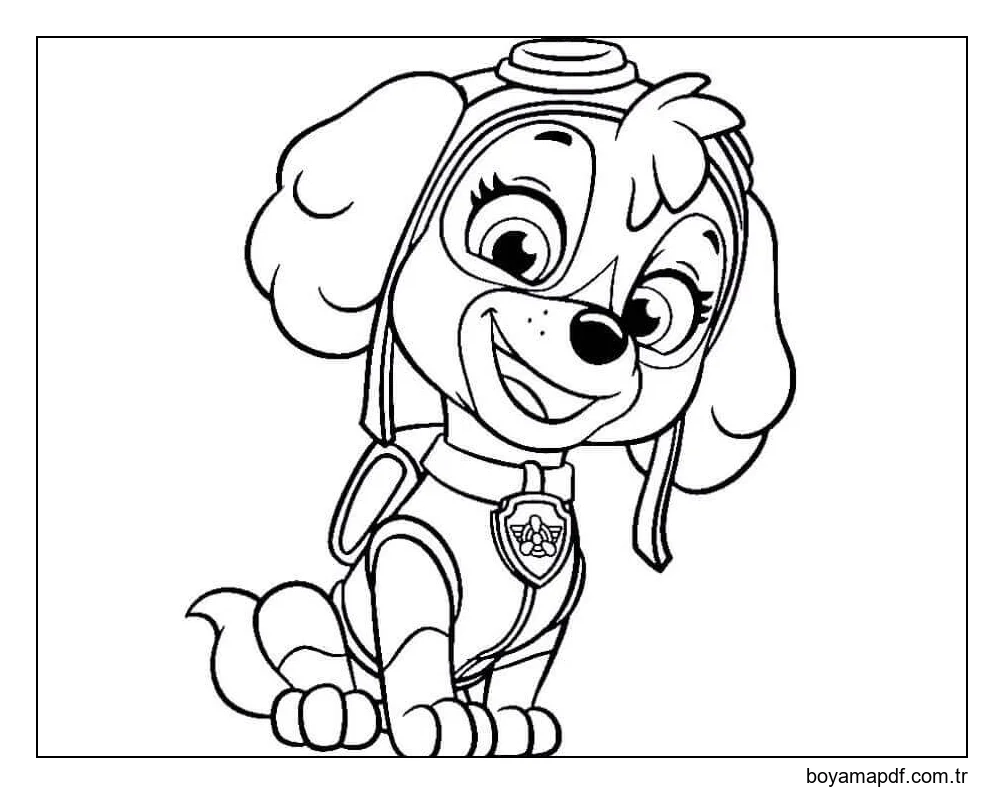 Sevimli Pençe Devriyesi Skye Boyama Sayfası