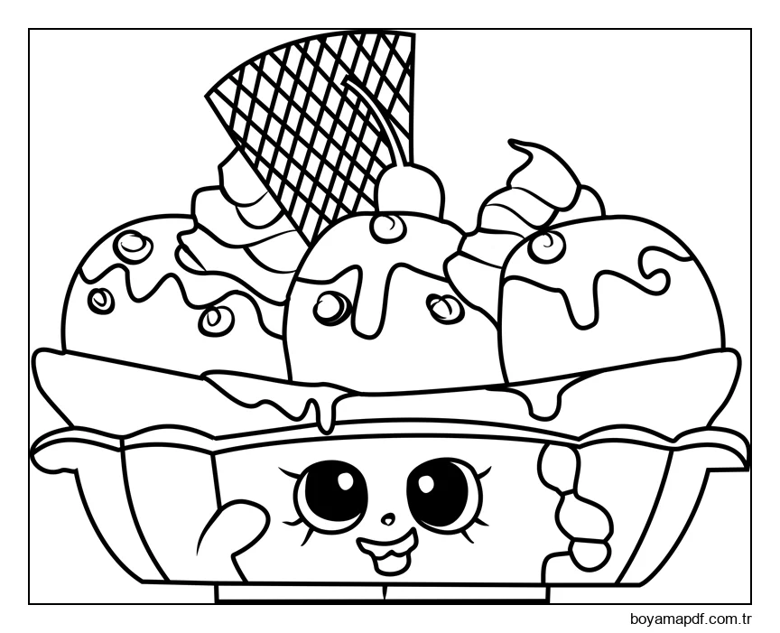 Shopkins'te Muz Spilitty karakter çizimi