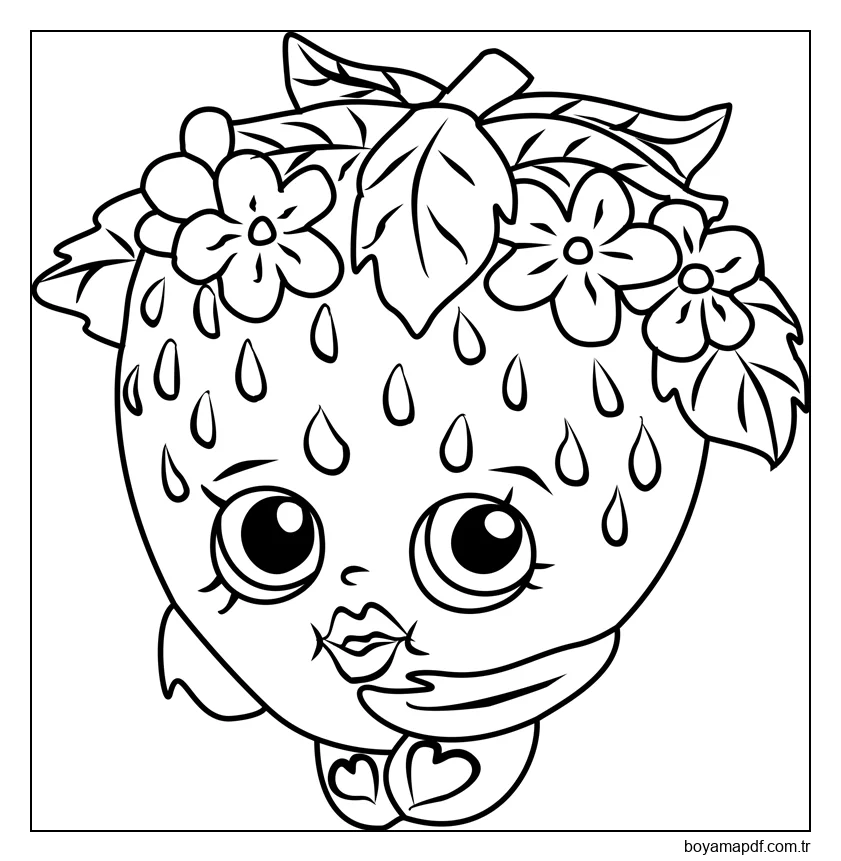 Shopkins'ten Çilek Öpücüğü karakter çizimi
