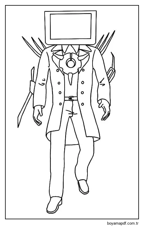 Skibidi Tuvalet Titan TV Man karakter çizimi