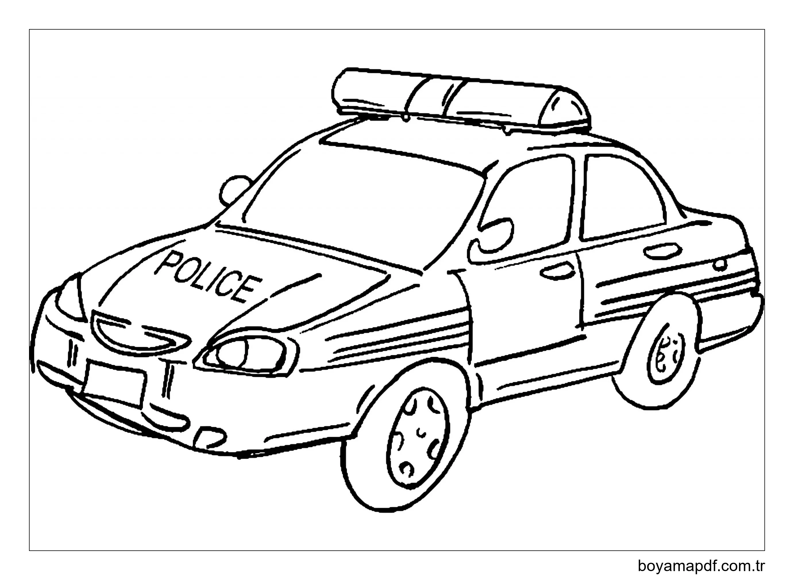 Sokaklarda devriye gezen bir araba Boyama Sayfası