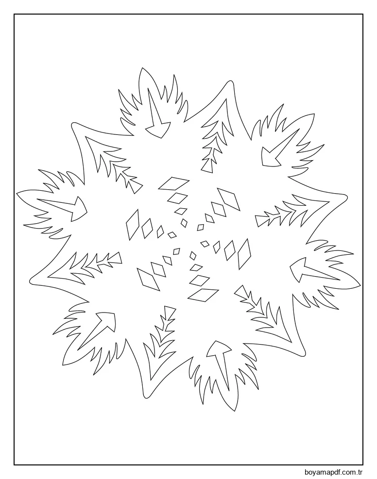 Soyut Desenli Kar Tanesi Boyama Sayfası