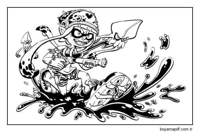 Splatoon'da Renkli Bir Dünya karakter çizimi