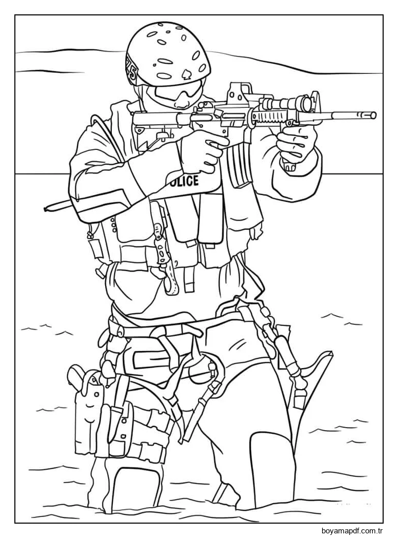 SWAT Polisi Boyama Sayfası