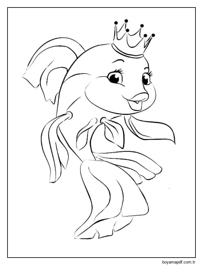 Taçlı Japon Balığı karakter çizimi