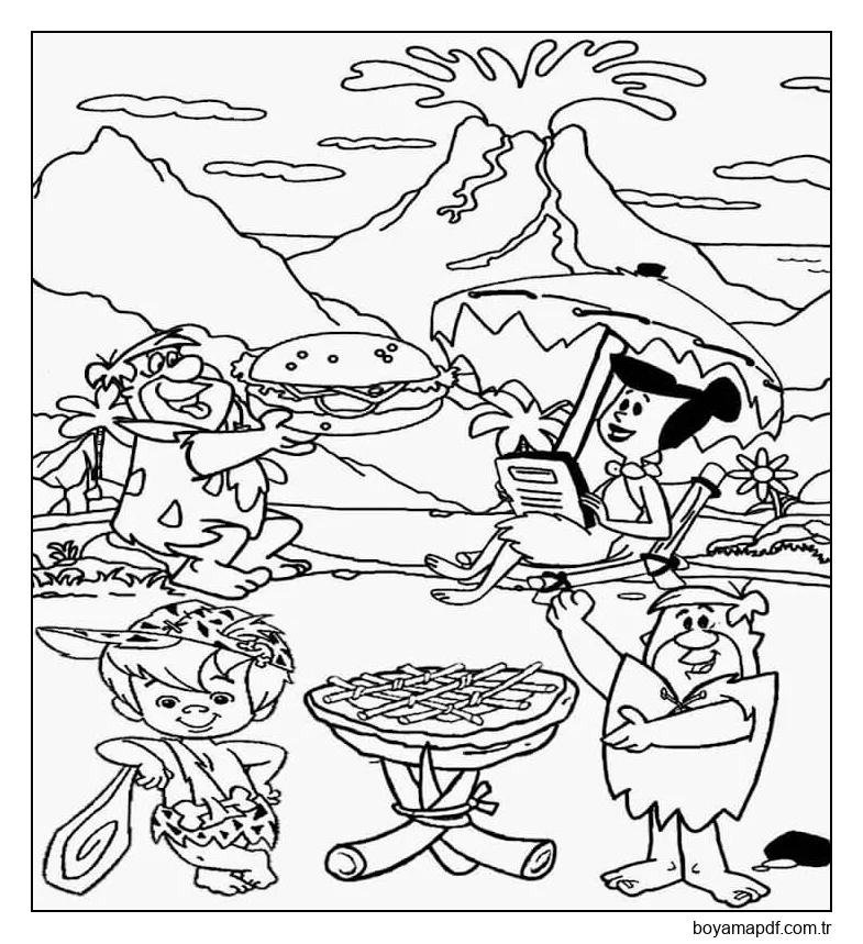 Taş Devri Dağı karakter çizimi