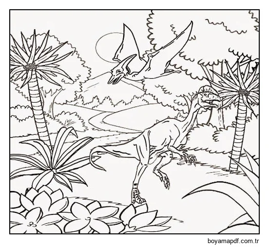 Taş Devri Dinozor karakter çizimi