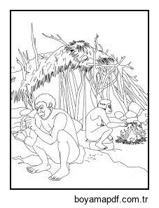 Taş Devri iki Adam karakter çizimi