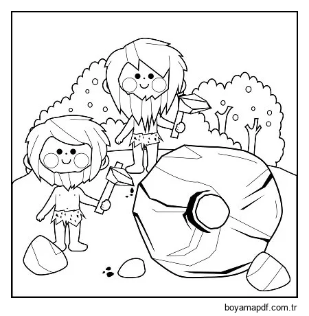 Taş Devri İnsanlar Gülümseyen karakter çizimi