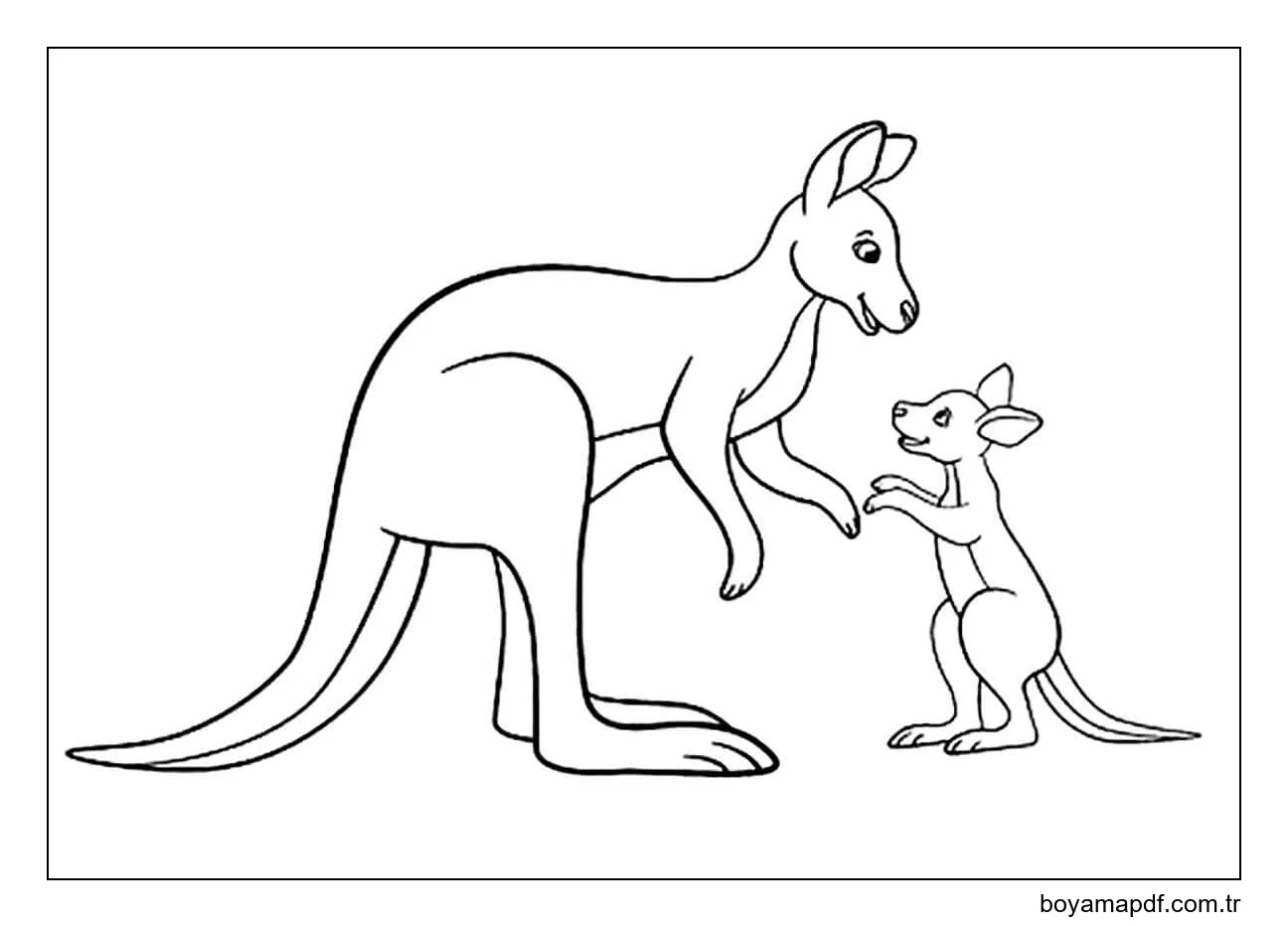 Temel Anne ve Bebek Kanguru karakter çizimi