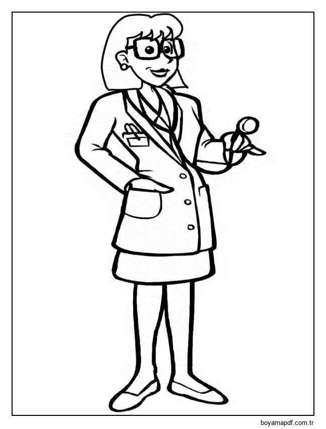 Temel Kadın Doktor Boyama Sayfası