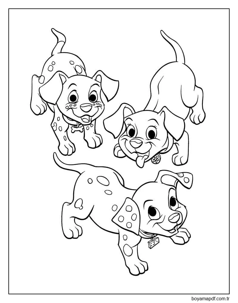 Üç Dalmaçyalı karakter çizimi