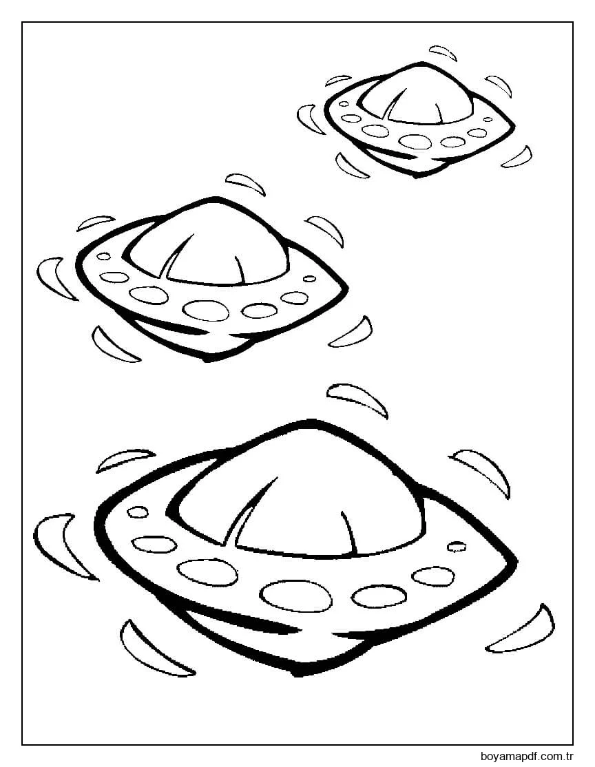 Üç UFO Boyama Sayfası