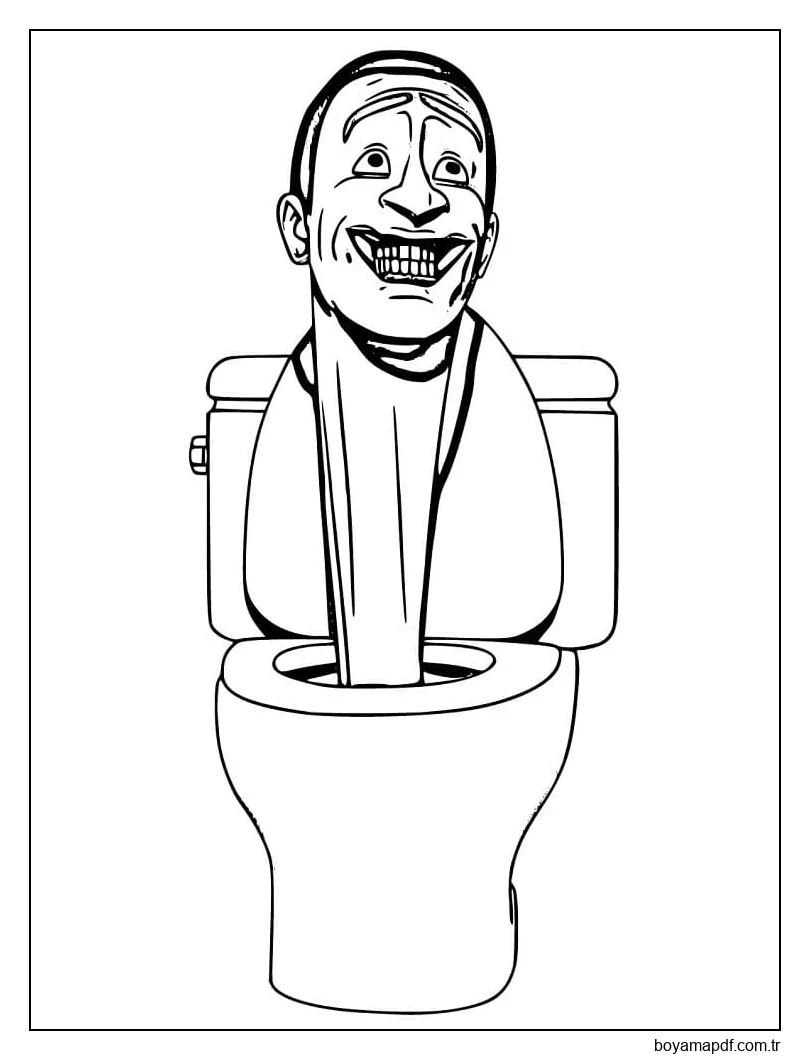 Ücretsiz Yazdırılabilir Skibidi Tuvalet karakter çizimi