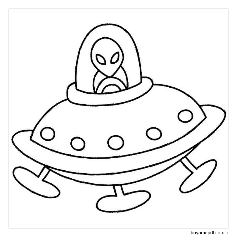 Uzaylı Ile UFO Boyama Sayfası