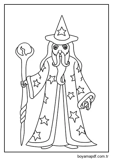 Uzun Boylu Büyücü karakter çizimi