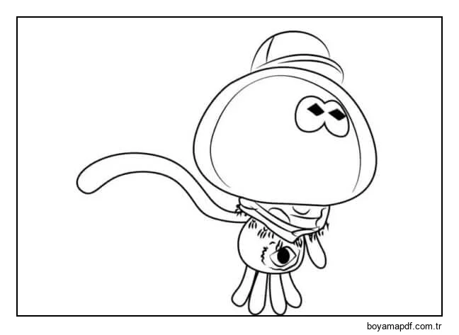 Uzun Dokunaçlı Komik Ahtapot karakter çizimi