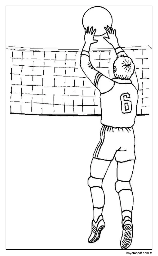 Voleybol Oynayan Adam Boyama Sayfası