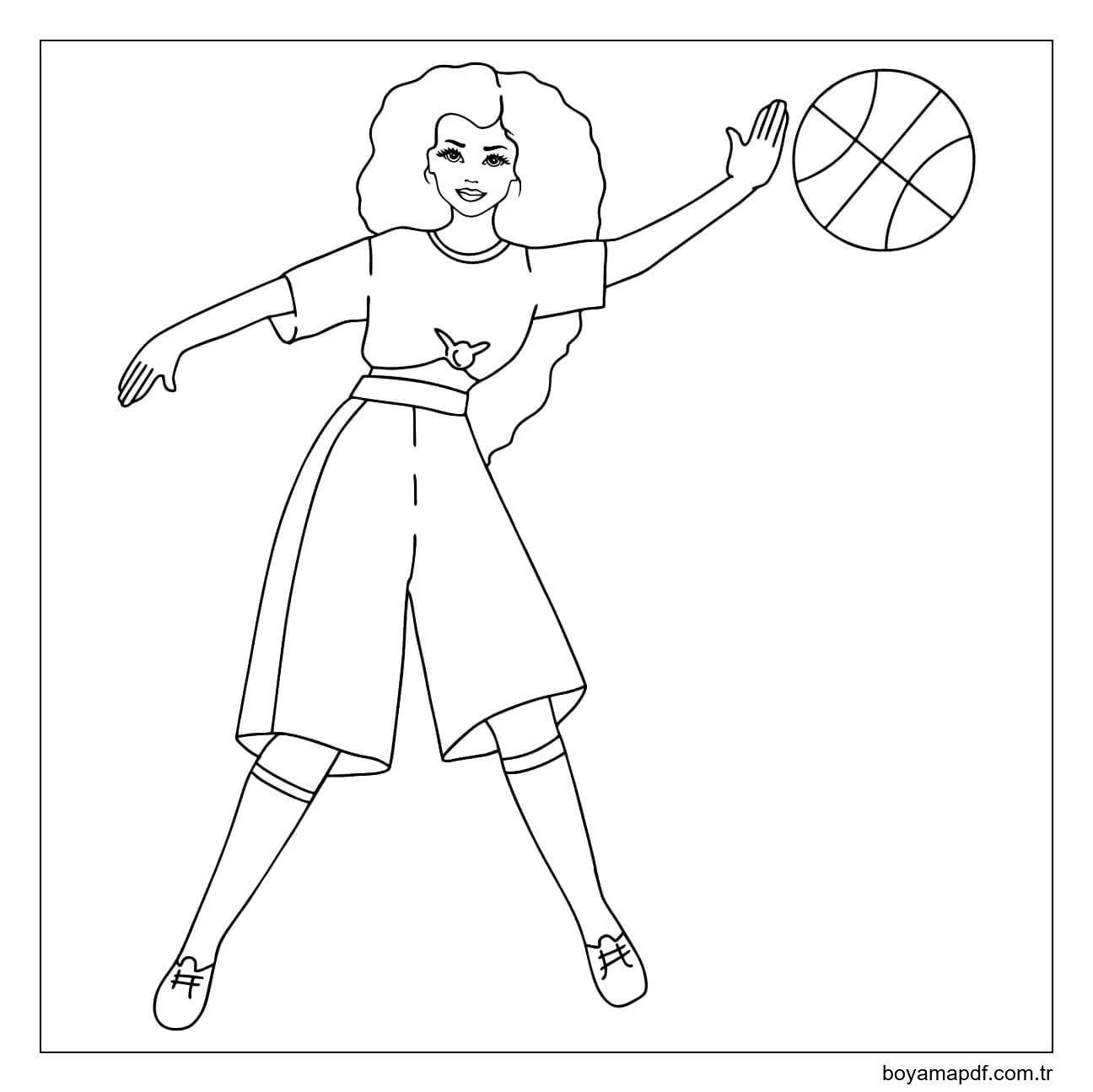 Voleybol Oynayan Barbie Bebek Boyama Sayfası