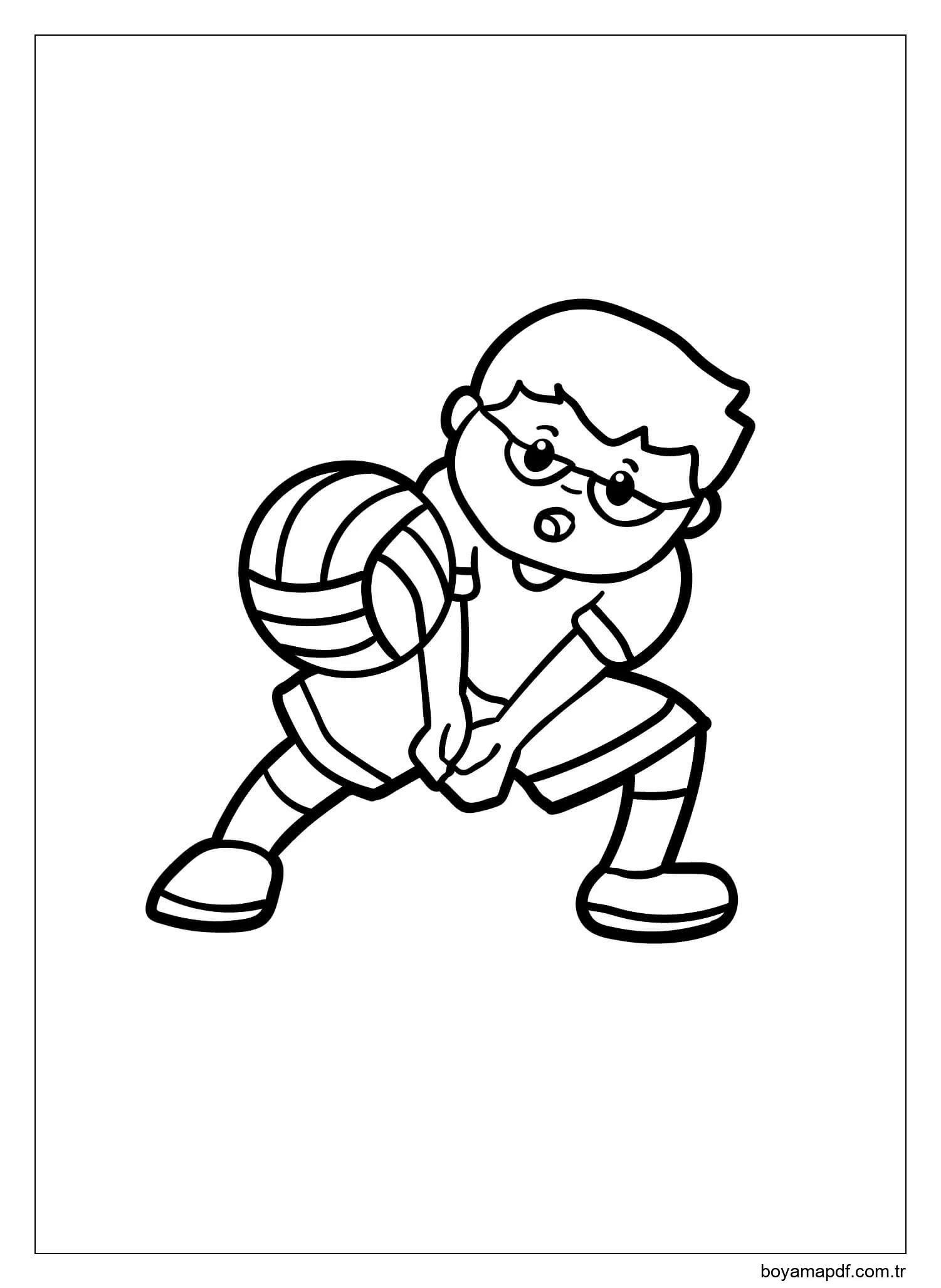 Voleybol Oynayan çocuk Boyama Sayfası