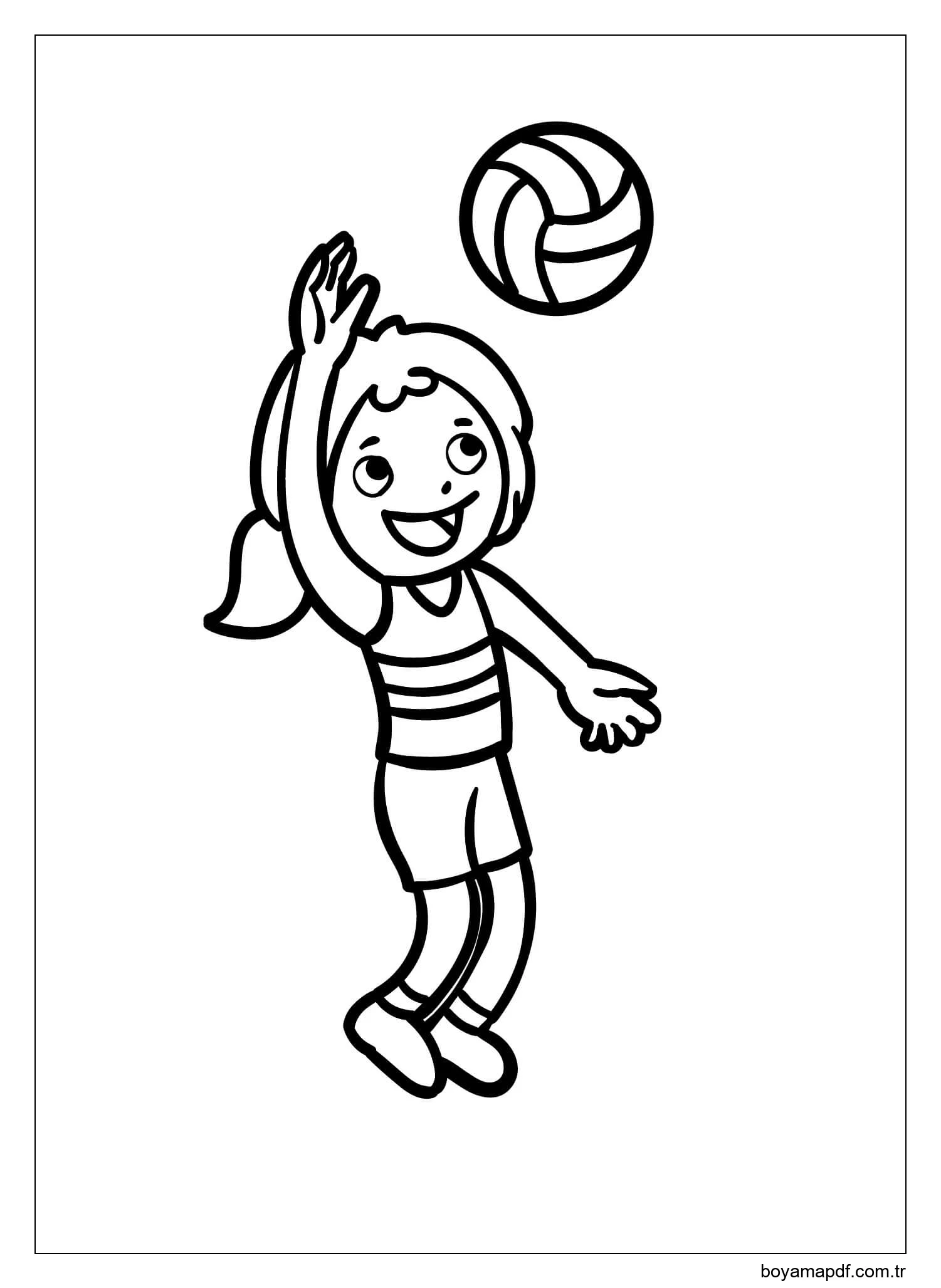 Voleybol Oynayan Eğlenceli kız Boyama Sayfası