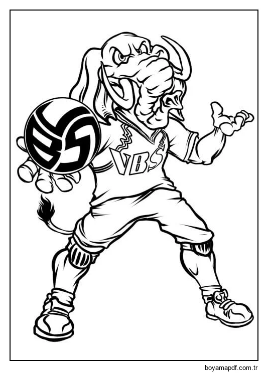 Voleybol oynayan Fil Boyama Sayfası