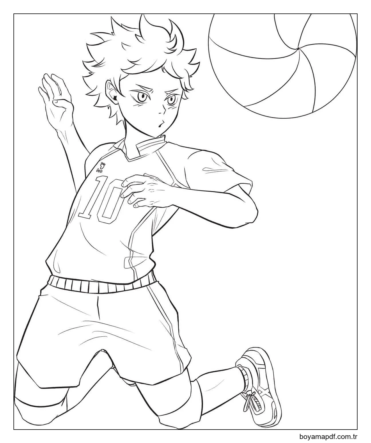 Voleybol oynayan Haikyuu Boyama Sayfası