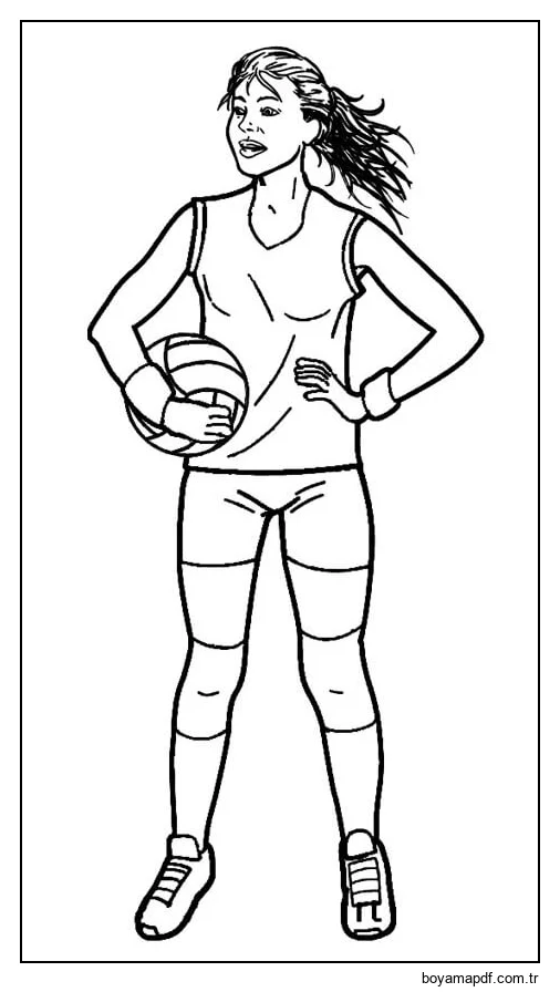 Voleybol tutan Kız Boyama Sayfası
