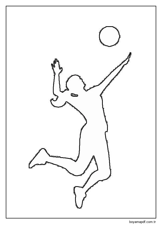 Voleybolcu Anahat çizimi Boyama Sayfası